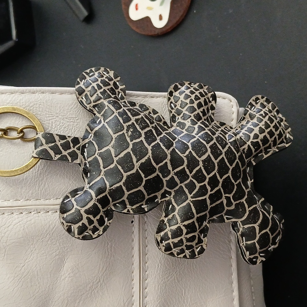 Faux leather Bear handbag charm